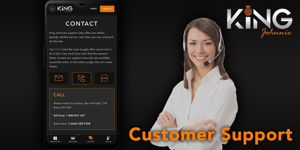 Mobile Customer Support at King Johnnie casino