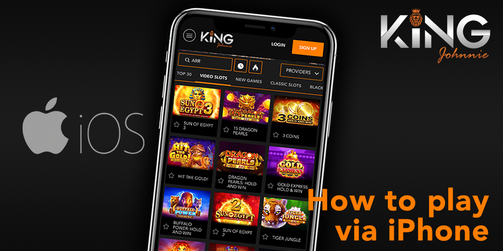 Instructions on how to start playing pokies on your iPhone at King Johnnie casino