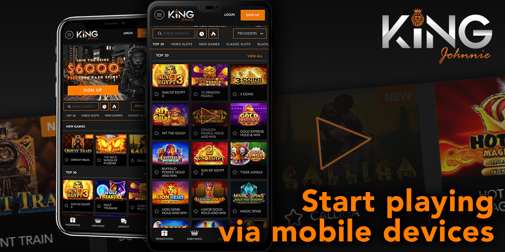 Step-by-step instructions on how to start playing at King Johnnie casino via mobile devices