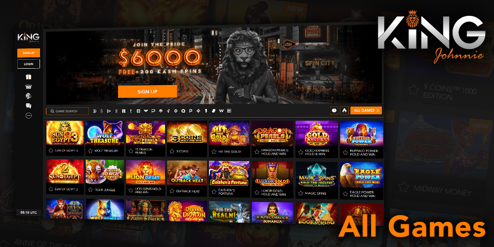 All Games category at King Johnnie casino