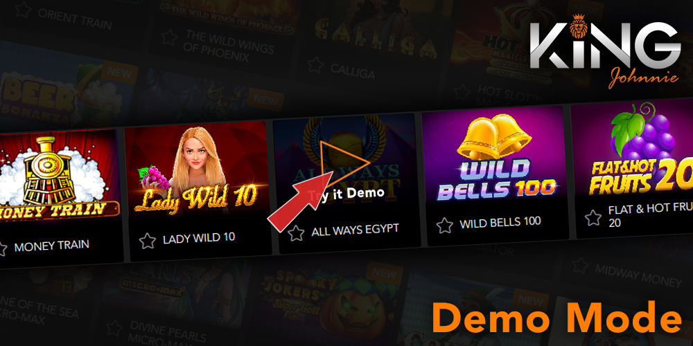 Play your favorite pokies in demo mode at King Johnnie casino