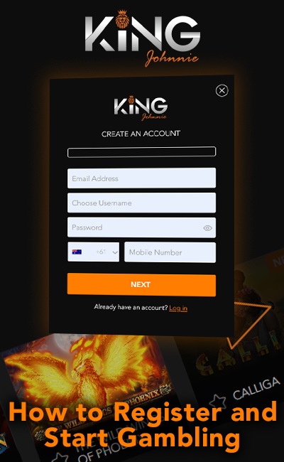 Step by step instructions how to register at King Johnnie casino and start playing pokies