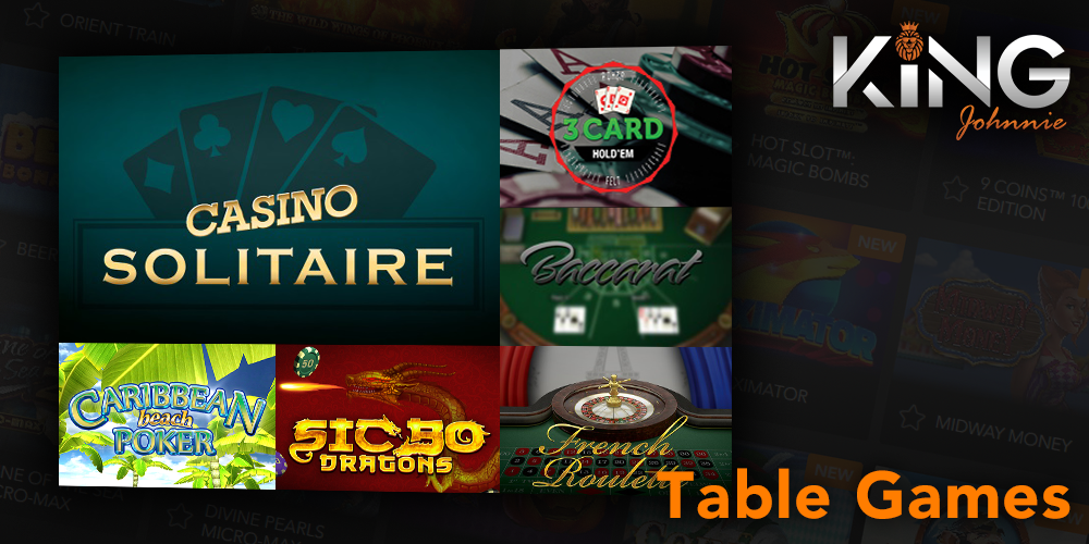 Table games category at King Johnnie casino