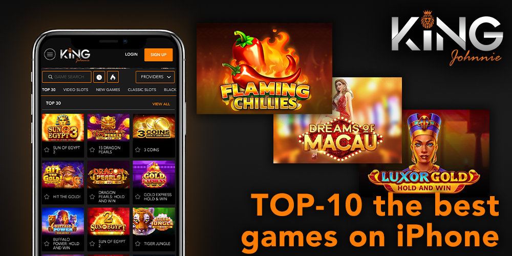 top 10 games played by iPhone at King Johnnie casino