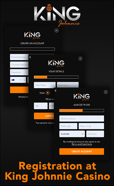 Step-by-step instructions on how to create a personal account at King Johnnie Casino