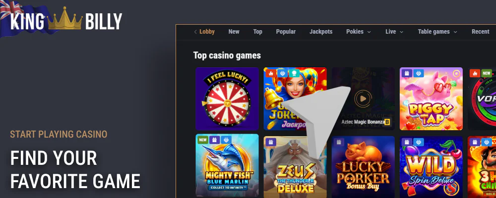 Select a game in the Billy King catalog